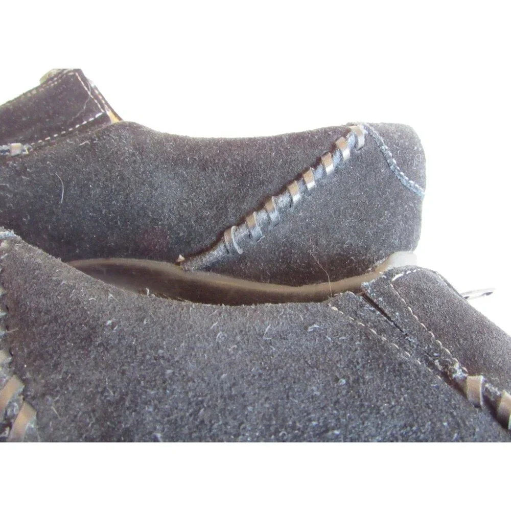 Natural Soul Black RIGG Slip On Front Zip Suede Leather Comfort Loafer Size 8M